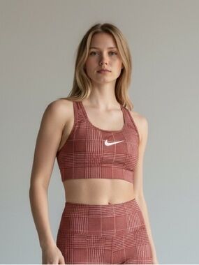 Nike Plaid Rust Red Racerback Sports Bra